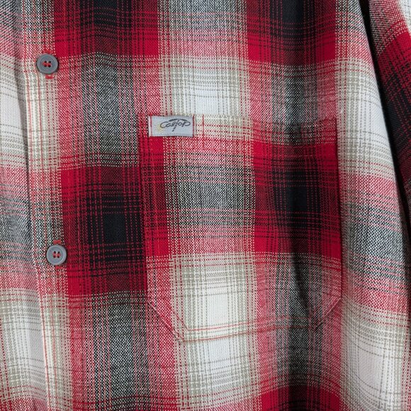 CALTOP Shirt Men's‎ 3XL Red Plaid Flannel Open Pocket Long Sleeve Ombre USA - Picture 7 of 14